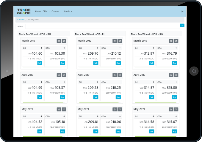 Trade Counter on tablet