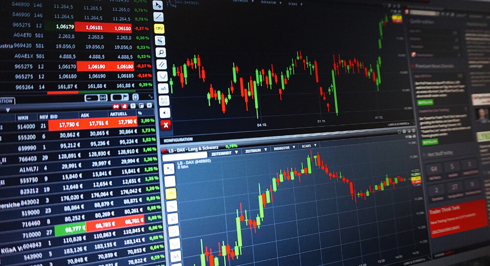 financial charts and data on a computer screen